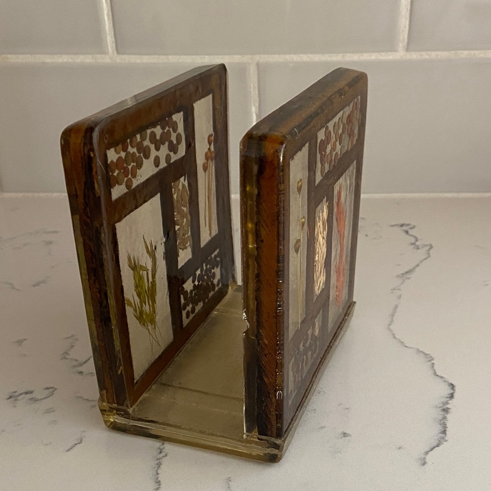 Vintage Pressed Botanical Lucite Napkin Holder 1970s - Picture 3 of 9
